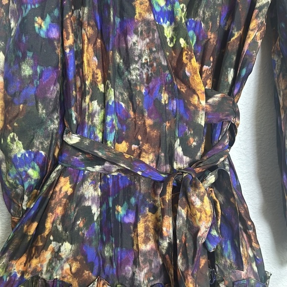 & Other Stories Watercolor Ruffle Midi Wrap Dress Womens Size 4 Boho - Picture 7 of 16
